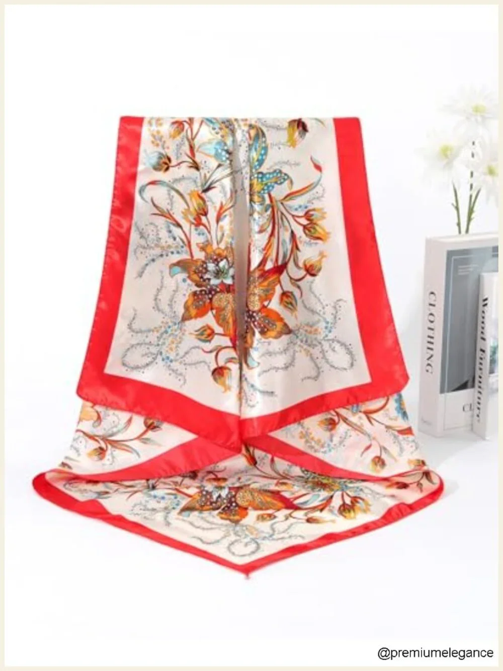 4Pcs 35in Satin Hair Scarf for Women Floral Wild Rag Silk Feeling Head Wrap